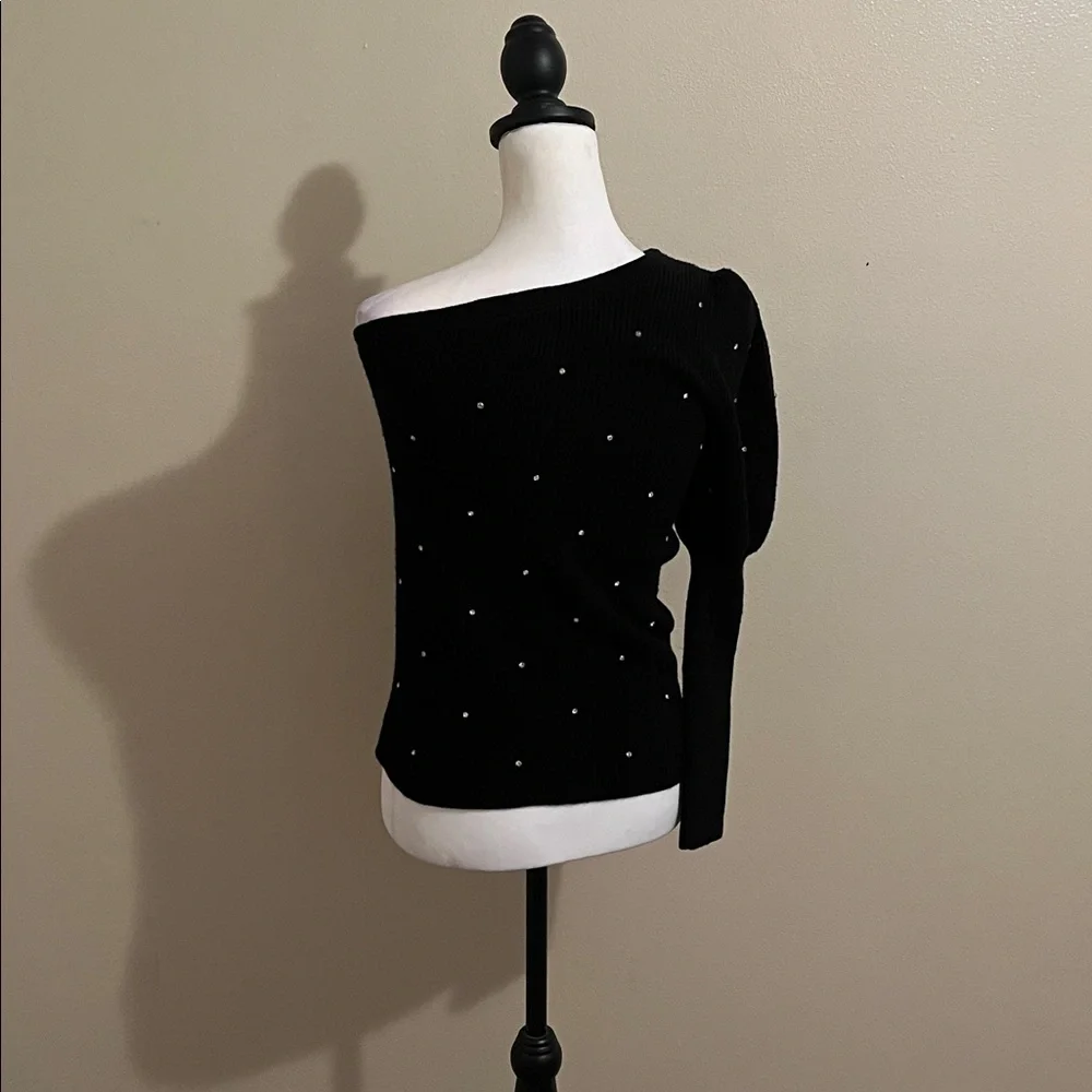 Design History Black Knit with Diamond look Accents - Picture 3 of 6
